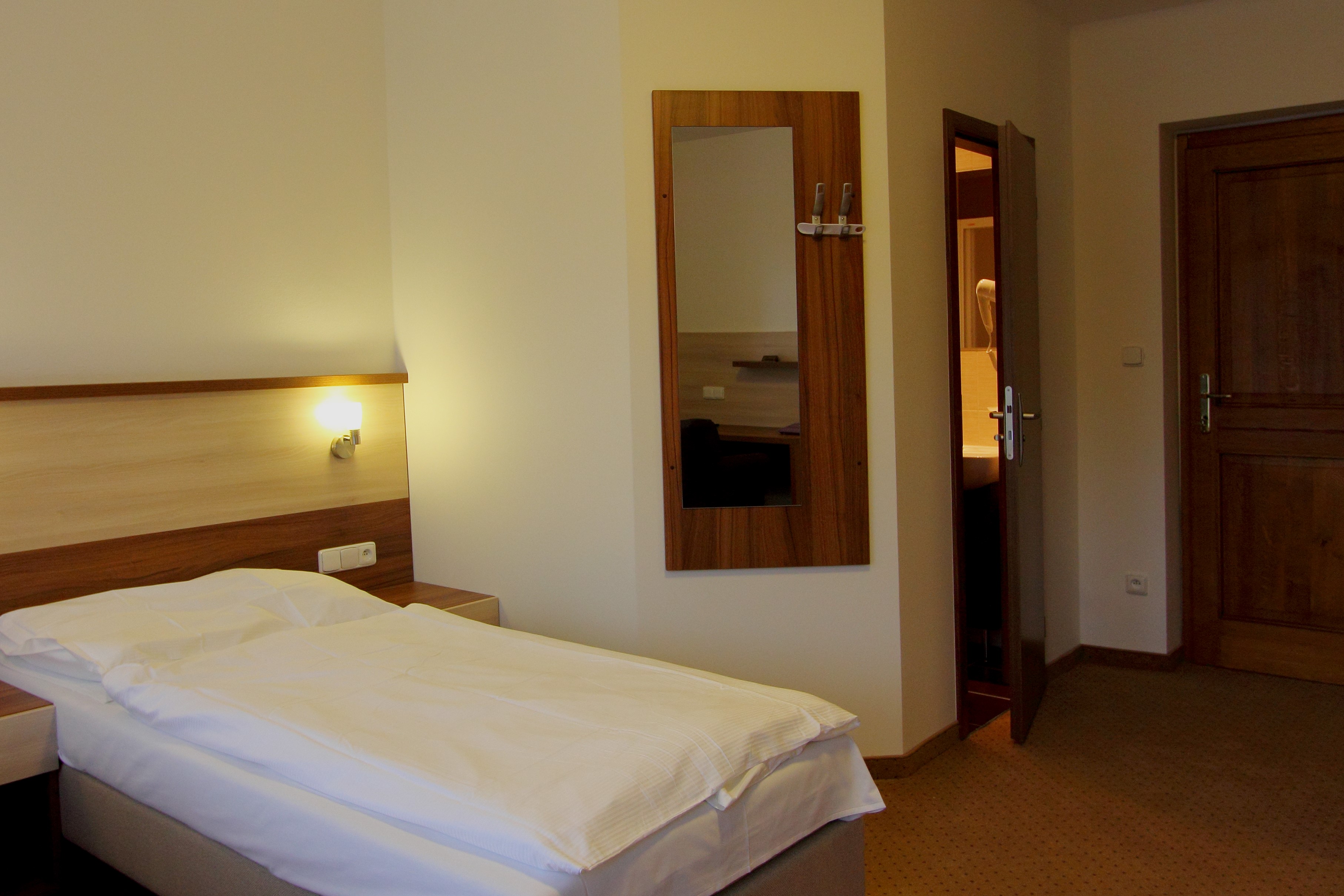 * Pokoje ve vile PERŠTÝN nebo PETŘÍN
* Budovy bez výtahu
* Předsíň - úložné prostory
* Ložnice - jednolůžko
* TV + SAT, telefon, lednička
* Koupelna - vana / sprcha + WC