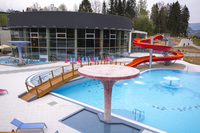 Outdoor thermal pools in thermal park THERME LOSINY